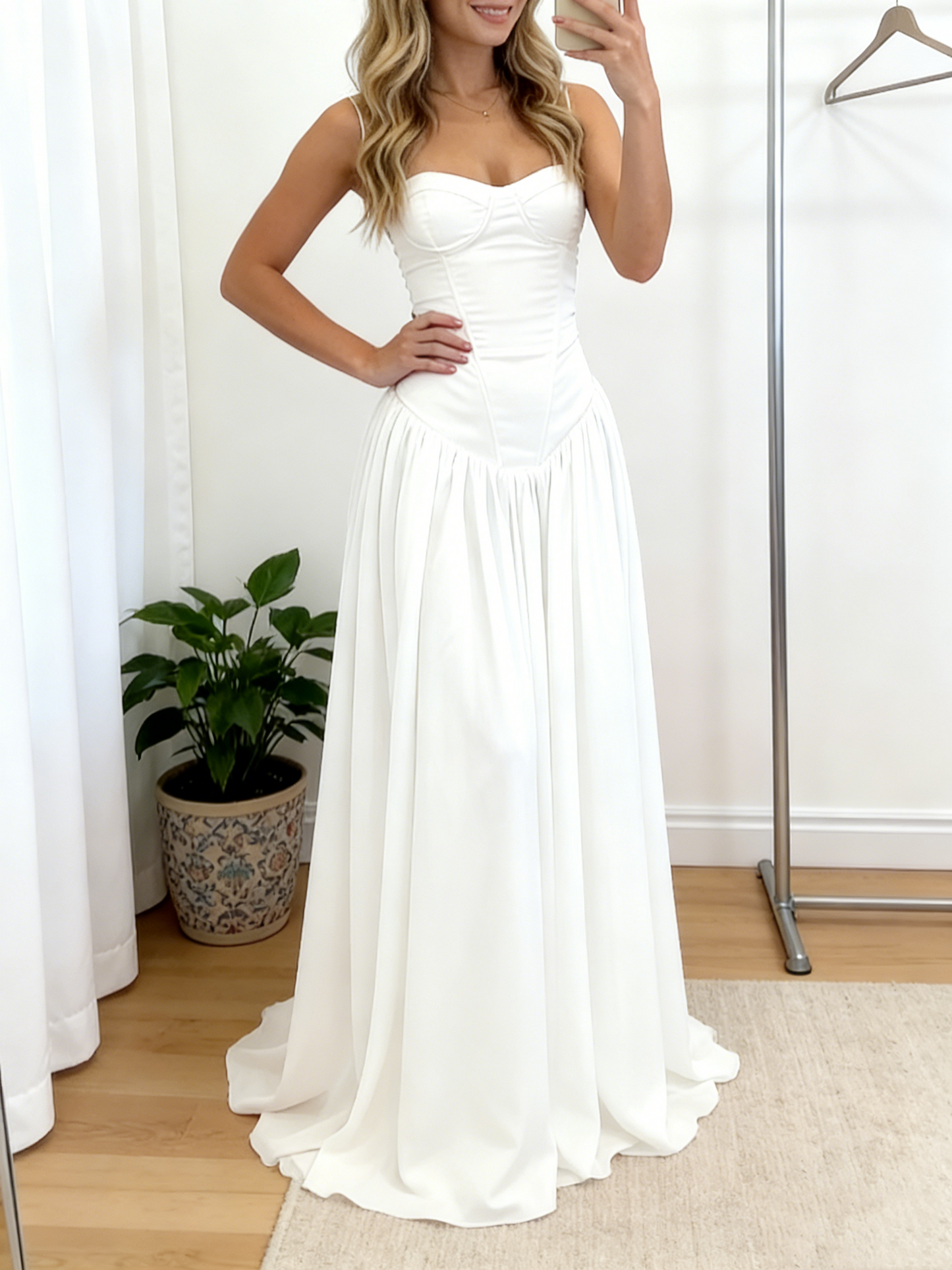 A Line Pink Satin Long Prom Dress Corset Back Formal Graduation Dresses