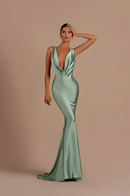 Elegant Champagne Mermaid Prom Dress Long Slimming with Ruffles