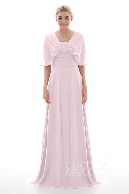 Sheath Floor Length Chiffon Bridesmaid Dress JOZF15001