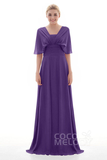Sheath Floor Length Chiffon Bridesmaid Dress JOZF15001