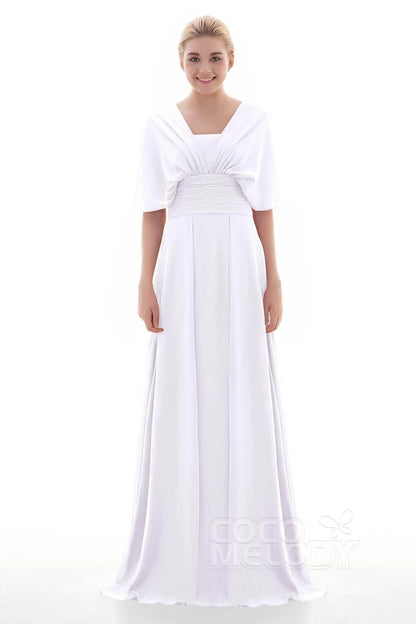 Sheath Floor Length Chiffon Bridesmaid Dress JOZF15001