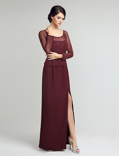 Aimishang Mermaid / Trumpet Scoop Neck Knee Length Lycra Mother of the Bride Dress with Beading