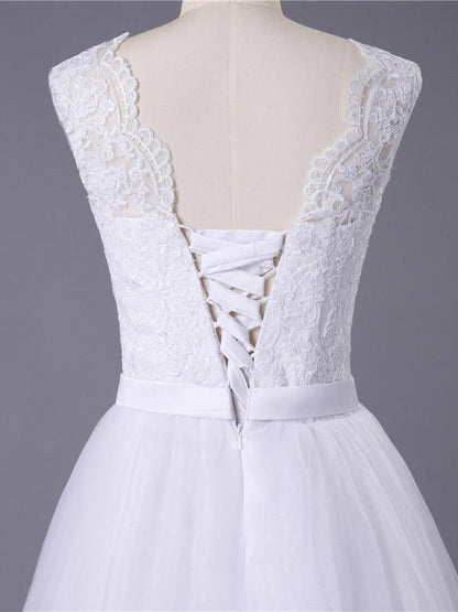 Lace O-Neck Lace Tulle Boho Wedding Dresses