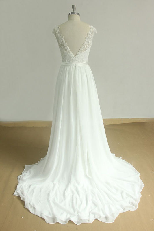 Lace O-Neck Lace Tulle Boho Wedding Dresses