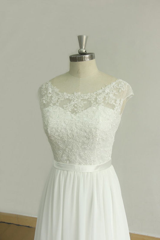 Lace O-Neck Lace Tulle Boho Wedding Dresses