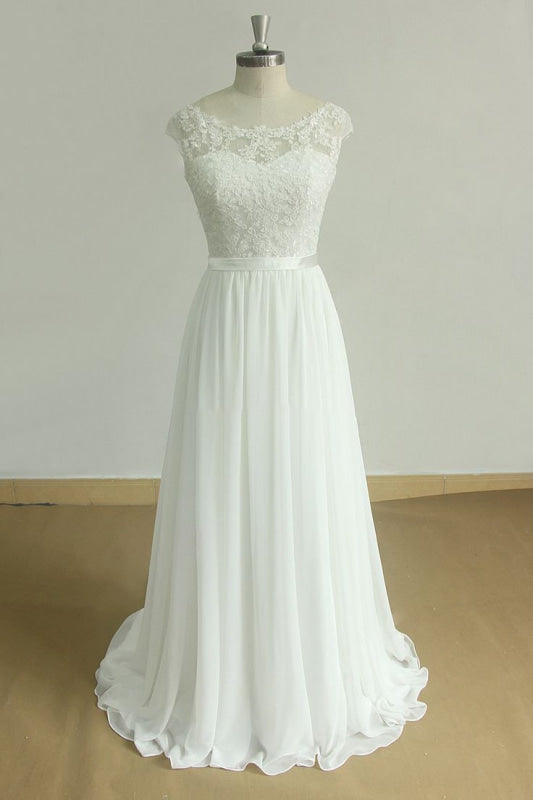 Lace O-Neck Lace Tulle Boho Wedding Dresses
