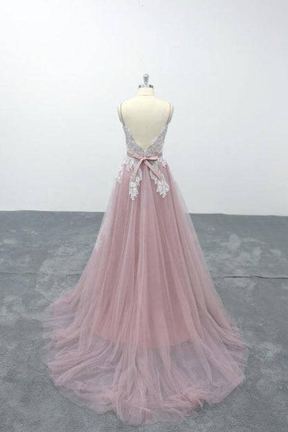 Lace Tulle Spaghetti Strap A-line Wedding Dress