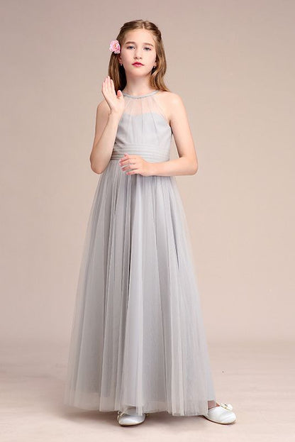 Latest Illussion Neck Flower Girl Dress in Tulle