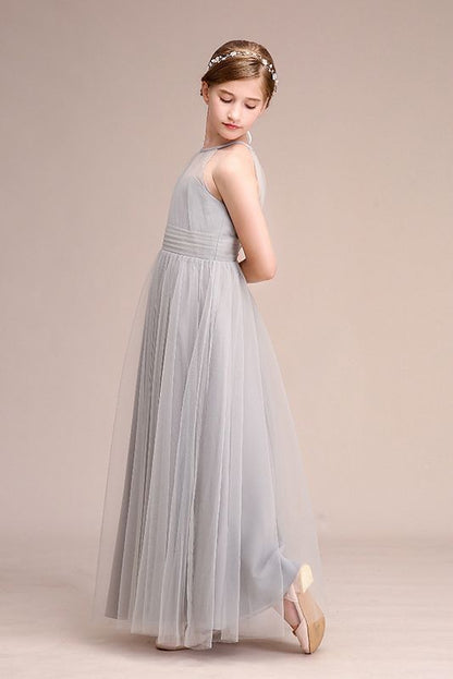 Latest Illussion Neck Flower Girl Dress in Tulle