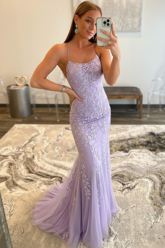 Mint Green Lace Mermaid Backless Long Prom Dresses Sleeveless Evening Dresses