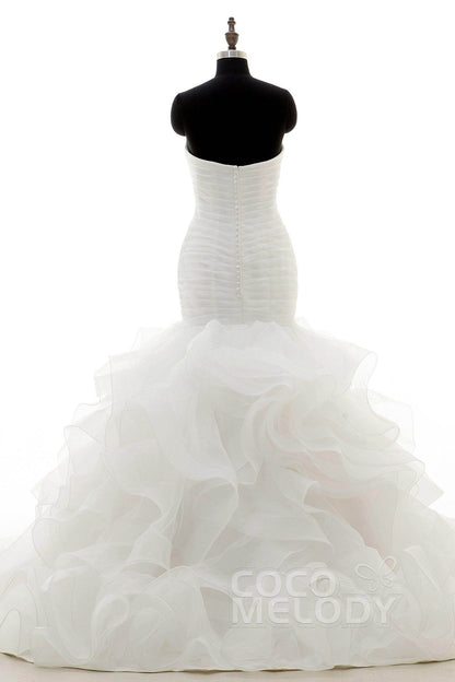 Trumpet-Mermaid Court Train Organza Wedding Dress LD3817