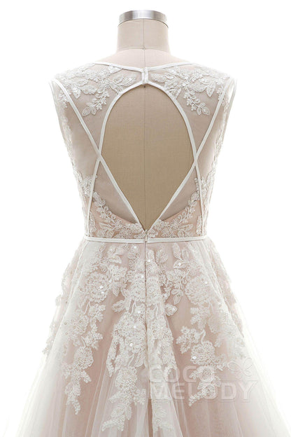 A-Line Court Train Tulle and Lace Wedding Dress LD3932