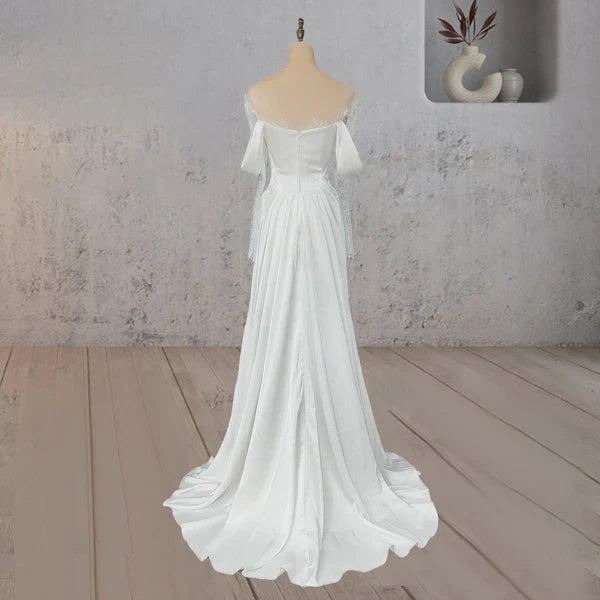 Mermaid Off-the-Shoulder Satin Lace Wedding Dress