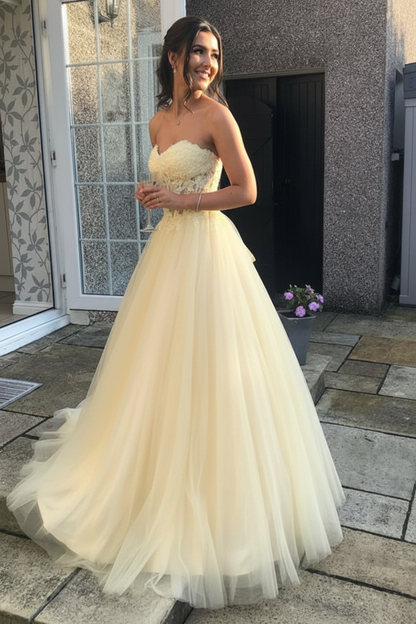 Sweetheart Open Back Pink Lace Long Prom Dresses Tulle Aline Formal Evening Dresses