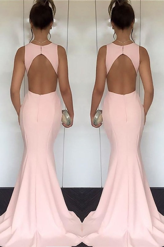 Evening Dress Pink Mermaid Wedding Guest Dress Sleeveless