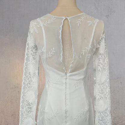 Mermaid Lace Embroidery Long Sleeves Wedding Dress