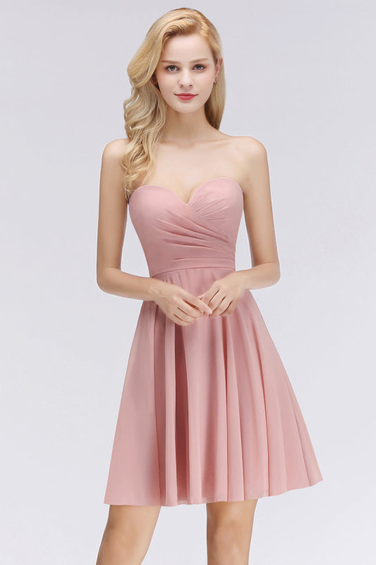 Lovely Sweetheart Pink Bridesmaid Dresses Short
