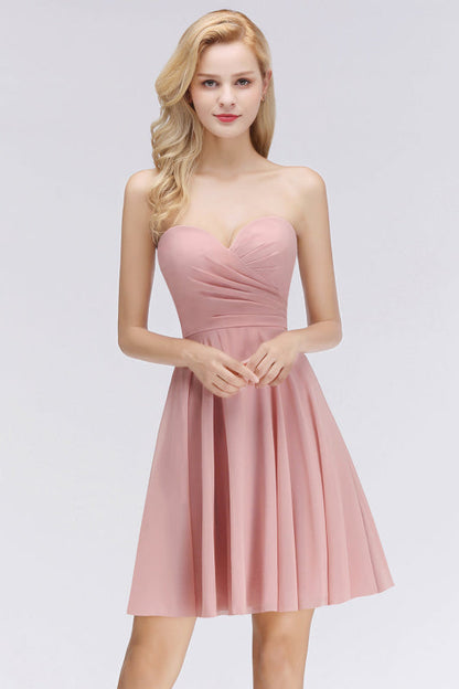 Lovely Sweetheart Pink Bridesmaid Dresses Short