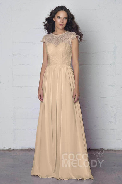Sheath-Column Floor Length Lace and Chiffon Dress LOZF1503E