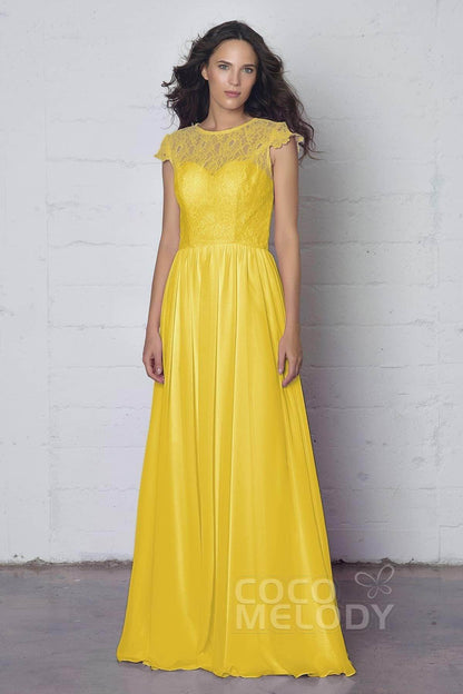 Sheath-Column Floor Length Lace and Chiffon Dress LOZF1503E