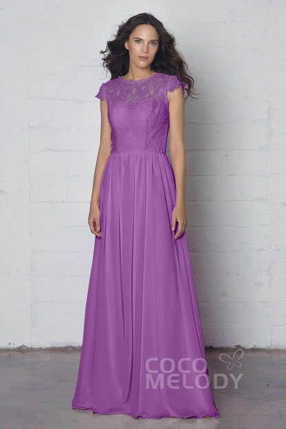 Sheath-Column Floor Length Lace and Chiffon Dress LOZF1503E