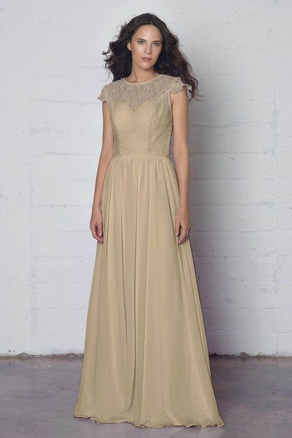 Sheath-Column Floor Length Lace and Chiffon Dress LOZF1503E