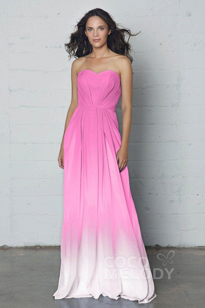 A-Line Floor Length Chiffon Ombre Dress LOZF15045