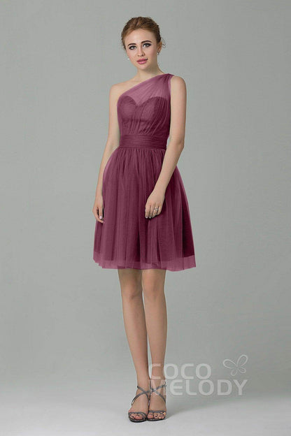 A-Line Short-Mini Tulle Bridesmaid Dress LOZM1503F