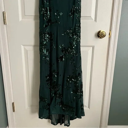 Beautiful Dark Green Mermaid V-Neck Cross-Strap Sequined Long Prom Dress Evening Dress cc5096