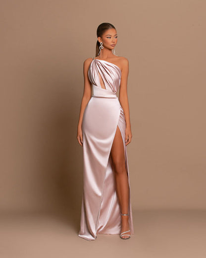 Mauve Ball Gown with Skeleton Print and Slit