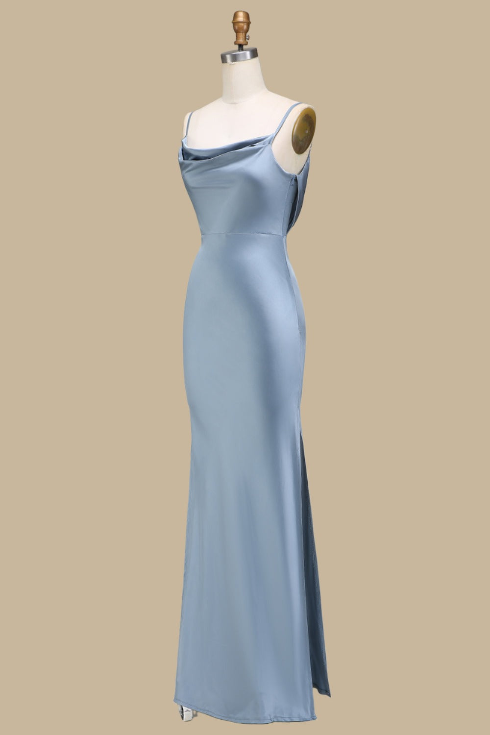 Cowl Neck and Back Maxi Dress in Dusty Blue
