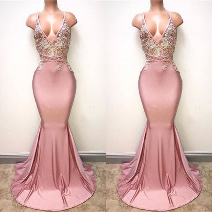 Mermaid Prom Gown with Delicate Lace Details and Spaghetti Straps