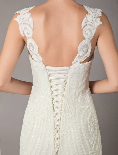 Mermaid Wedding Dresses Sequin Lace Tulle Bridal Gowns