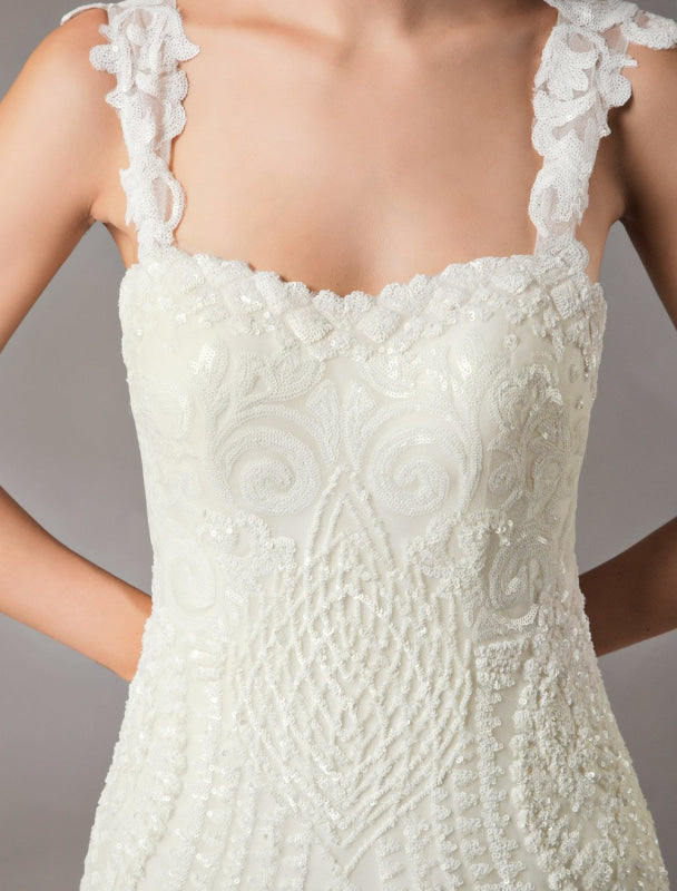 Mermaid Wedding Dresses Sequin Lace Tulle Bridal Gowns