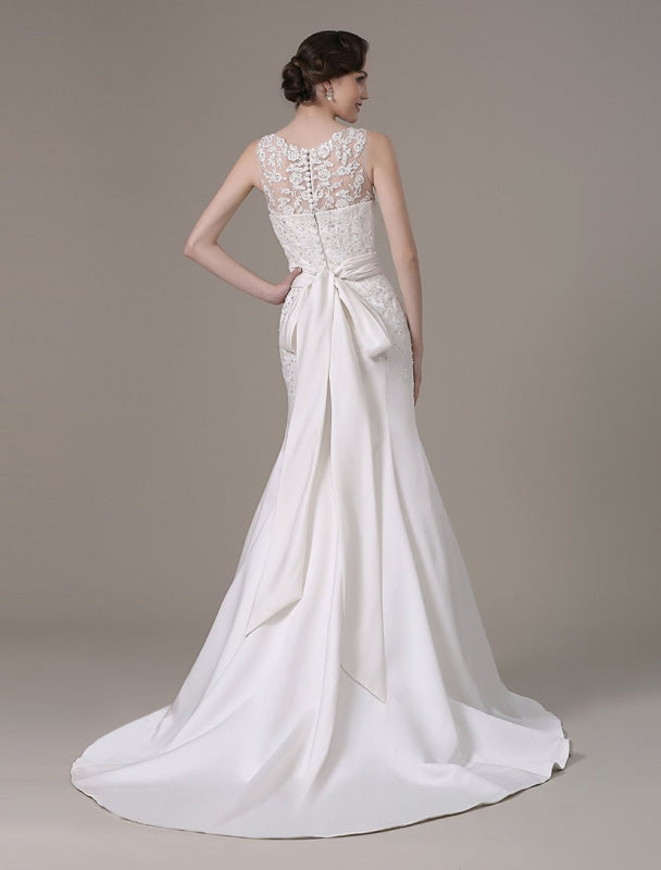 Mermaid Wedding Dresses With Elegant Detachable Lace Jacket Sweep Train(Veil Not Included) Exclusive