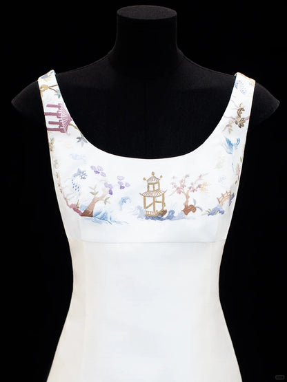 Girlhomeshops-White exquisite and elegant fairy girl short satin homecoming dress birthday dress gh5373