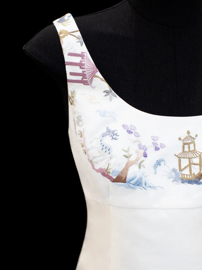 Girlhomeshops-White exquisite and elegant fairy girl short satin homecoming dress birthday dress gh5373