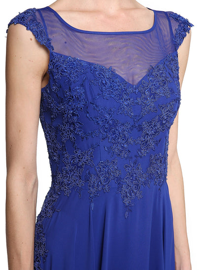 Aimishang  A-Line Mother of the Bride Dress Elegant Jewel Neck Ankle Length Chiffon Lace Sleeveless with Appliques