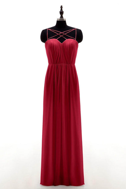 Sheath-Column Floor Length Chiffon Bridesmaid Dress NB3315