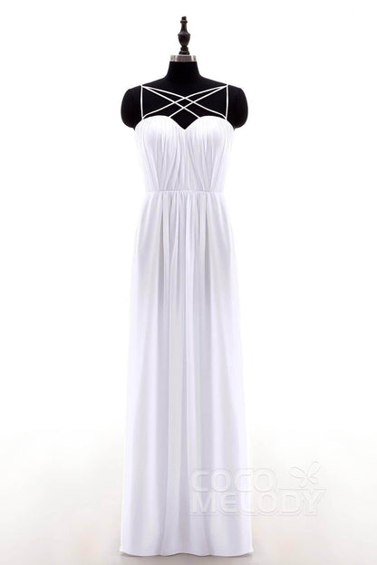 Sheath-Column Floor Length Chiffon Bridesmaid Dress NB3315