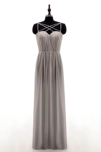 Sheath-Column Floor Length Chiffon Bridesmaid Dress NB3315
