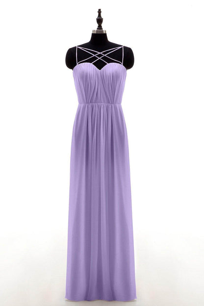 Sheath-Column Floor Length Chiffon Bridesmaid Dress NB3315