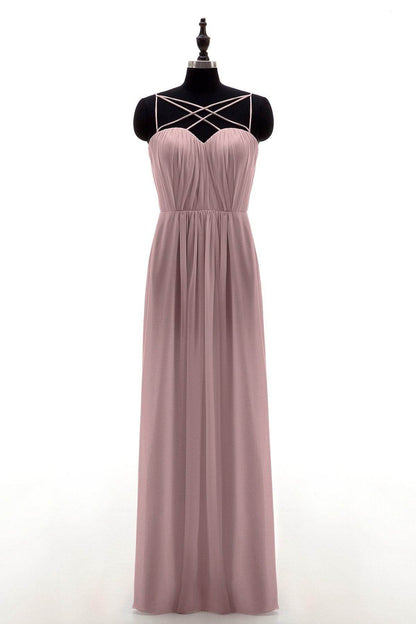 Sheath-Column Floor Length Chiffon Bridesmaid Dress NB3315