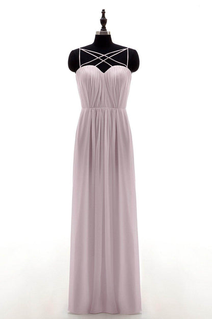 Sheath-Column Floor Length Chiffon Bridesmaid Dress NB3315