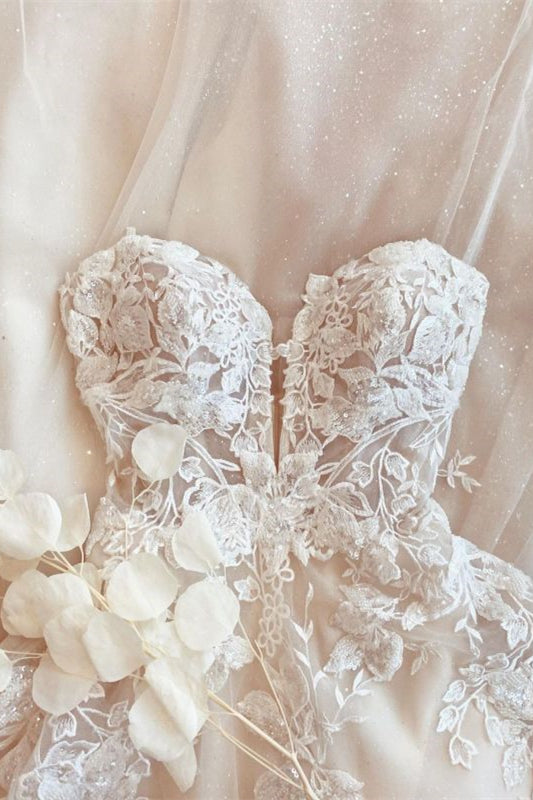 New Arrival Lace Wedding Dress with Spaghetti-Straps Tulle A Line