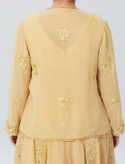 Aimishang A-Line Mother of the Bride Dress Formal Plus Size Elegant High Low V Neck Asymmetrical Chiffon Beaded Lace Long Sleeve Wrap Included with Beading Appliques
