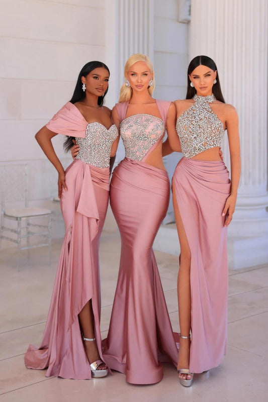 Off-the-Shoulder Beadings Prom Dress Long with Side Split