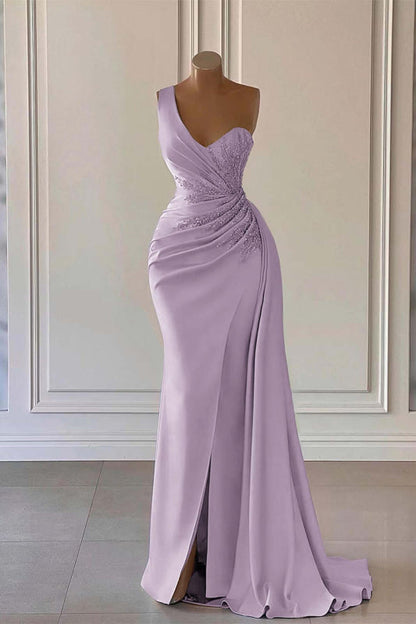 One-Shoulder Mermaid Prom Dress with Elegant Ruffles