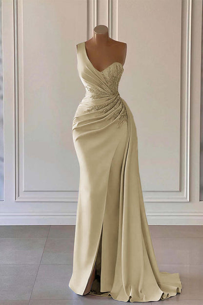 One-Shoulder Mermaid Prom Dress with Elegant Ruffles