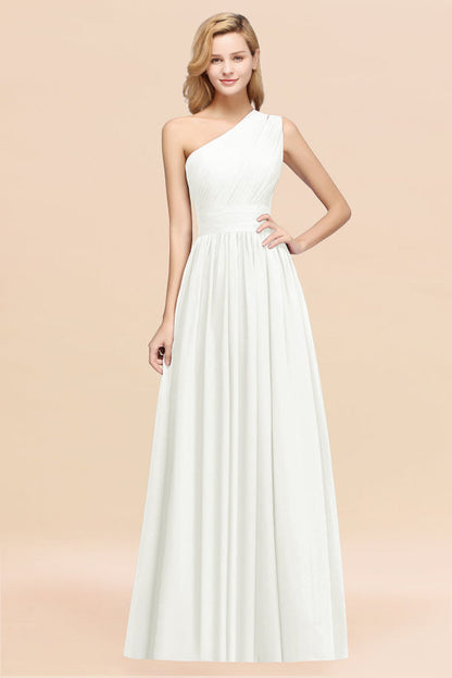 One Shoulder Pleated Chiffon A-line Bridesmaid Dress Burgundy